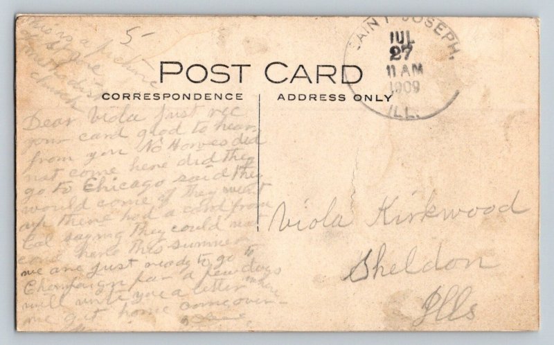 RPPC   1909  Saint Joseph   Illinois   Model T Ford  Camping on Farm  Postcard