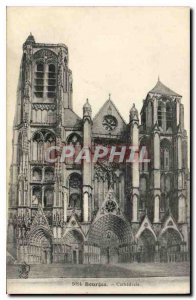 Old Postcard Bourges Cathedral