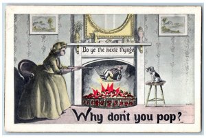 1911 Pop The Question Marriage Fireplace Dog Marshallton Delaware DE Postcard 