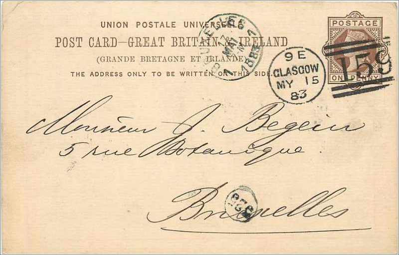 Entier Postal Stationery Postal Great Britain Great Britain 1883 Glasgow to B...