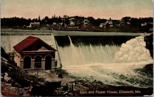 Vtg 1910s Dam and Power House Ellsworth Maine ME Unused Postcard