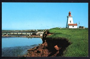 PEI SOURIS LIGHTHOUSE and a Portion of Souris Harbour in the background - Chrome