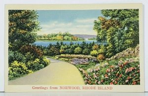 RI Greetings from NORWOOD Rhode Island Scenic View Postcard A6