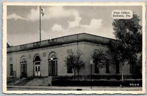 Indiana Pennsylvania 1940s Postcard Post Office Building Flag