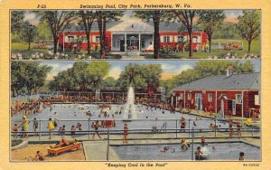 Swimming Pool City Park Parkersburg West Virginia 1952 linen postcard