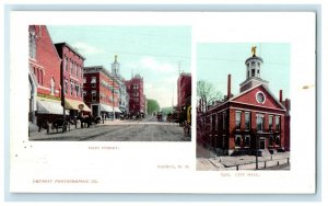 c1905s Main Street & City Hall, Nashua New Hampshire NH Unposted Postcard 