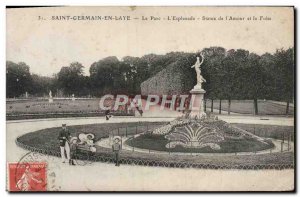 Postcard Old St Germain en Laye Park L & # 39Esplanade statue & # 39amour and...