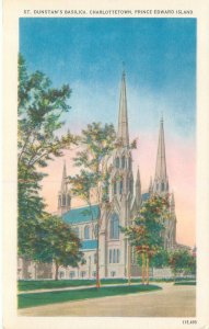 Charlottetown PEI Canada St Dunstan's Basilica 1954 WB Postcard  Unused