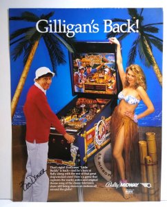 Gilligan's Island Pinball Machine Flyer Original 1991 Art Bob Denver 8.5 x 11