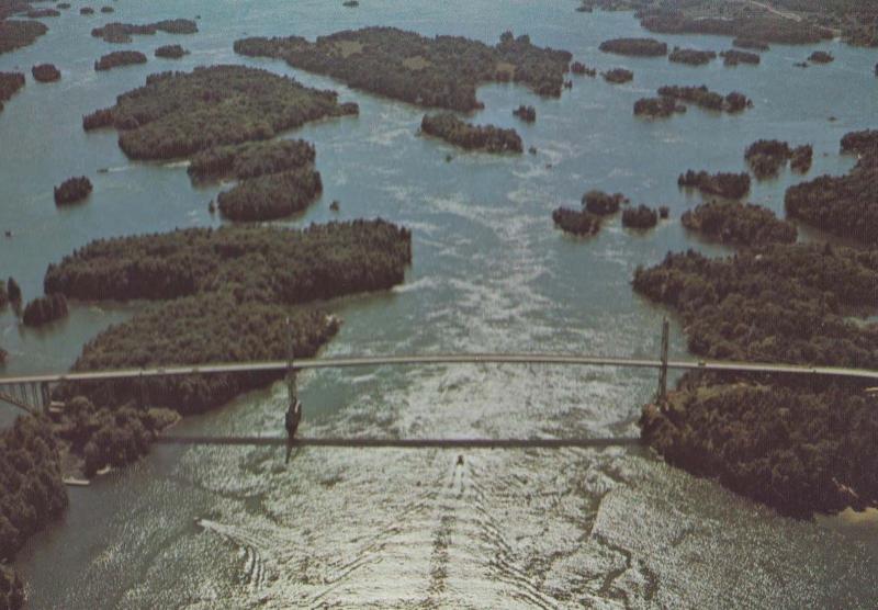 Thousand Islands Bridge Ontario Canada Canadian Overhead View Postcard