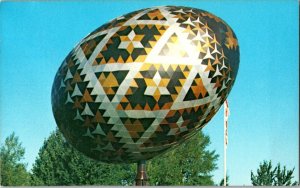 1975 World's Largest Pysanky Easter Egg Vegreville Alberta Postcard Ukrainian