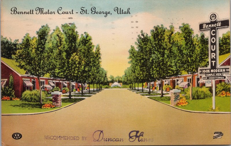 Bennett Motor Court St. George Utah Postcard PC412