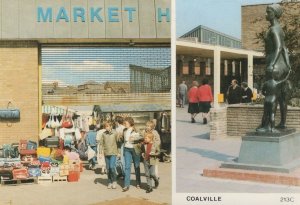 Coalville Broadway Market Leicester Shopping Mall Rare Postcard