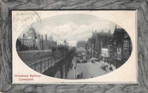 Liverpool England birds eye view overhead railway antique pc Z46042