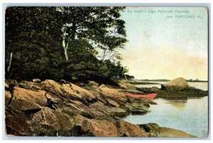 c1910 Boat At Water's Edge Falmouth Fourside Portland ME Raphotype Tuck Postcard 