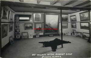 AK, Juneau, Alaska, RPPC, Nugget Shop, Art Gallery Interior, Bear Rug,Totem Pole