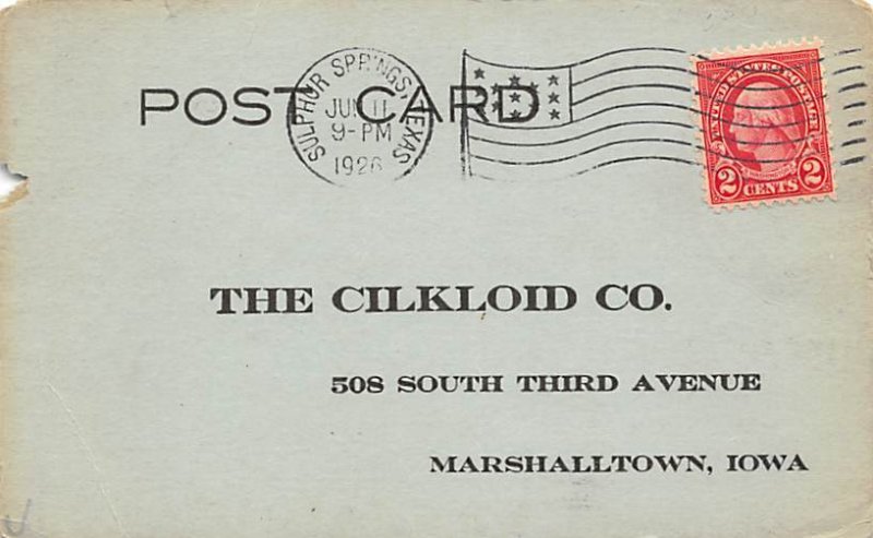 Cilkloid Company Marsnantown, Iowa, USA Medical 1926 paper tear on edge, miss...