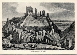 postcard - UK England - Corfe Castle in 1660