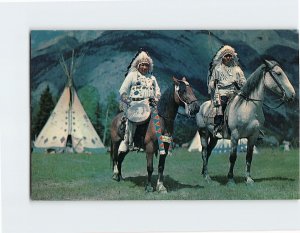 Postcard American Indian Chiefs In A Native Setting