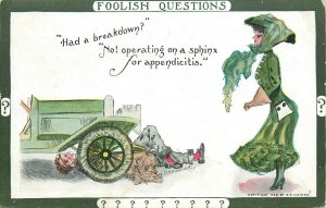 Postcard 1911 Foolish questions Cobb Shinn auto repair fashion woman TP24-735