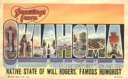 Oklahoma, USA Large Letter State Unused 