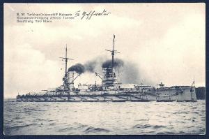 German Battleship SMS Kaiserin Schiffpost used c1915