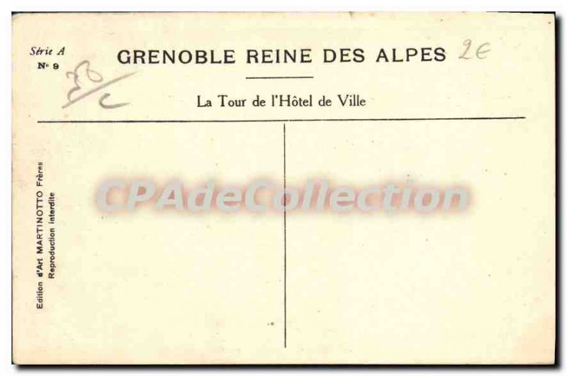 Old Postcard Grenoble La Tour De I'Hotel Town