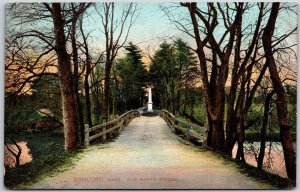 Concord Massachusetts MA, Old North Bridge, Railings Spanning River, Postcard