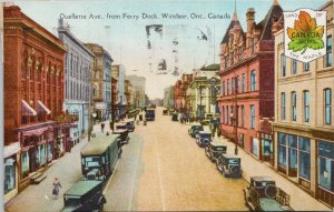 Windsor ON Ouellette Avenue Land Of The Maple c1928 Parcel Cancel Postcard G58