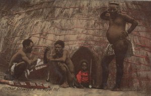 Chief Cetawayu At His Royal Hut South Africa Ethnic Old Postcard