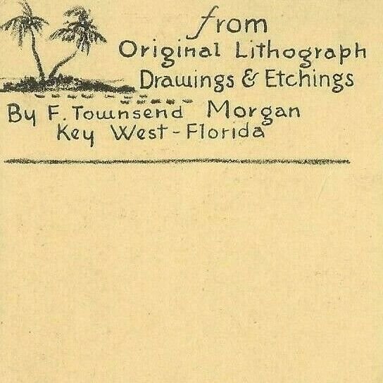 Postcard: Gulf Of Mexico & Key West Map Fla. From Orig. Litho. Signed FT Morgan