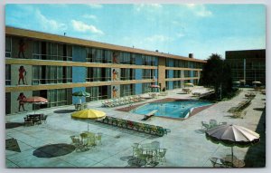 Roadside~Cleveland Ohio~Sahara Motor Hotel~Pool~Umbrella~Hieroglyphs~1950s PC