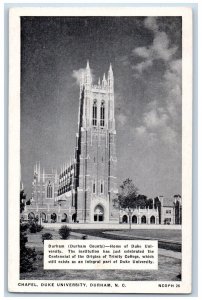 Durham North Carolina NC Postcard Chapel Duke University Building Exterior c1940