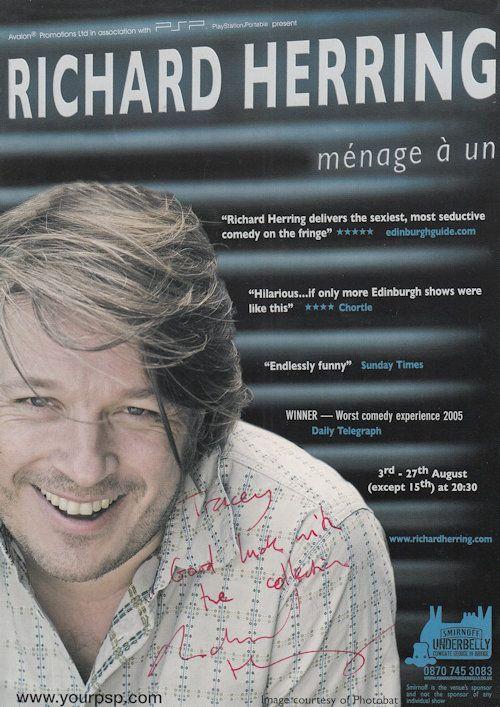Richard Herring Menage A Un Hand Signed Live Concert Flyer