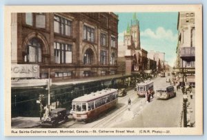 Montreal Quebec Canada Postcard St. Catherine Street West c1940's Vintage