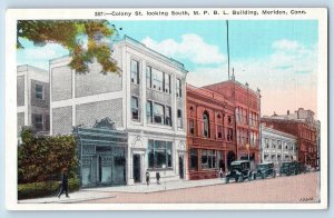 c1920's Colony St. Looking South MPBL Building Cars Maiden Connecticut Postcard