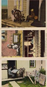 Habitant Handicraft Silk Loom Sewing Quebec Canada 3x Postcard s