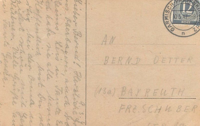 Happy Easter Postcard rabbits wheel barrow surrealism fantasy illustration