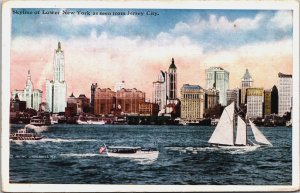 Skyline of Lower New York City Seen From Jersey City Vintage Postcard C115