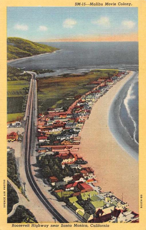 Santa Monica California Roosevelt Highway Malibu Movie Colony Postcard J81020