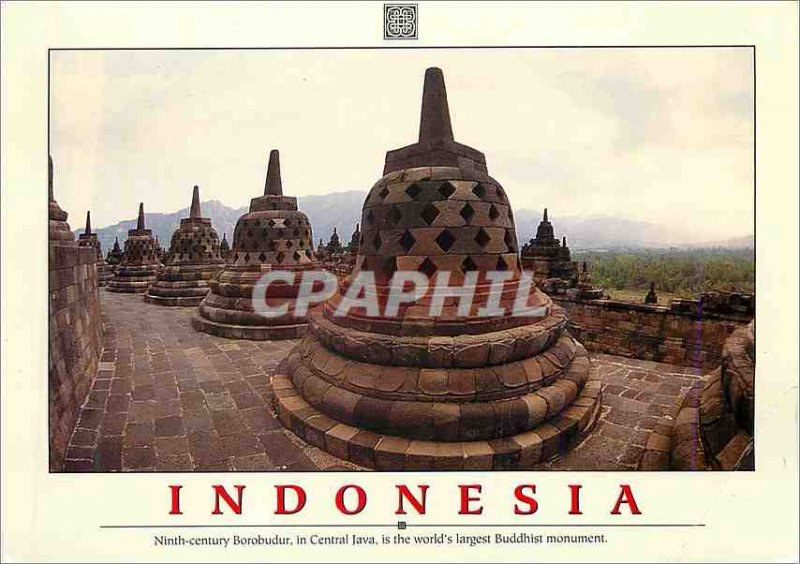 Postcard Modern Indonesia Ninth Century Borobudur in Central Java is the Worl...