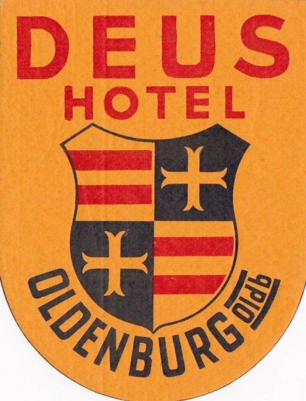 Germany Oldenburg Deus Hotel Vintage Luggage Label sk3087