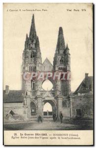 Old Postcard Army Soissons Eglise Saint Jean des Vignes After Bombing