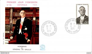 FDC France General De Gaulle Colombey les deux eglises 19071 Militaria