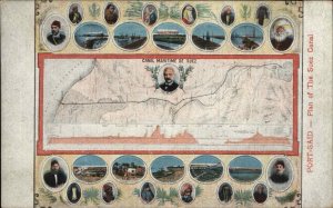 Egypt Map Suez Canal Plans c1910 Postcard