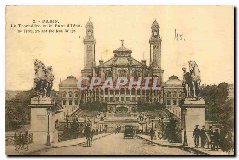 Old Postcard Paris Trocadero and the Jena Bridge