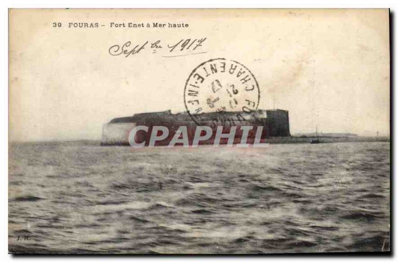 Postcard Old Fort Enet Fouras has high sea