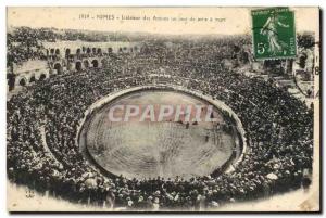 Postcard Old Bull Bullfight Nimes bullring Interior of one day put to death