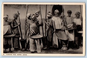 Sierra Leone Postcard Tribe People Husking Rice c1930's Unposted Tuck Art