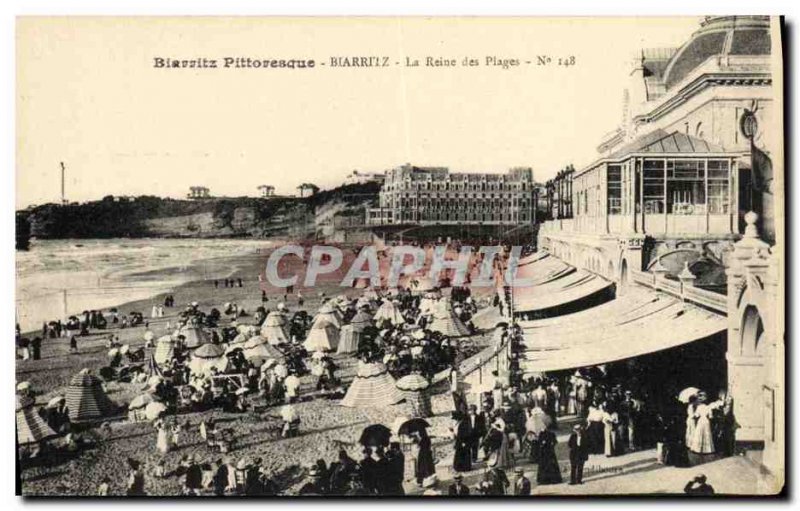 Old Postcard Biarritz Biarritz Picturesque Queen of Beaches